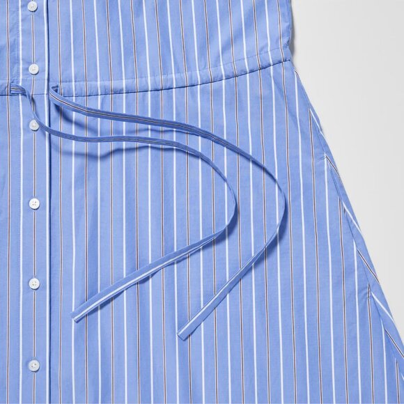 Uniqlo Striped Cotton Long-Sleeve Long Shirt Dress. Size M. It Has Pockets! - Picture 10 of 10